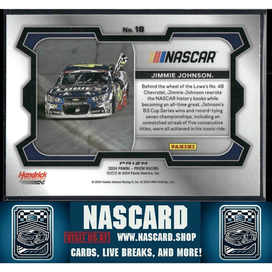 2024 Panini Prizm - Base Rides Jimmie Johnson #18 White Sparkle Prizm - NASCARD.shop