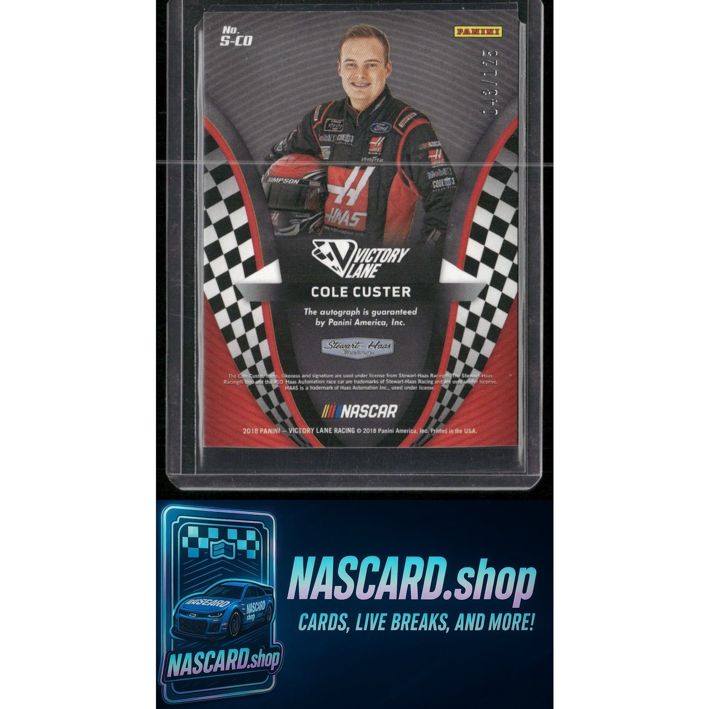 2018 Panini Victory Lane #S-CO Cole Custer Signatures #/125