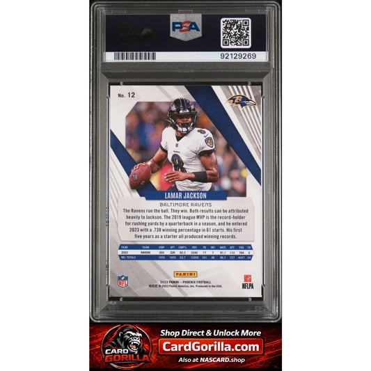2023 Panini Phoenix #12 Lamar Jackson White Shimmer PSA 10 POP 3