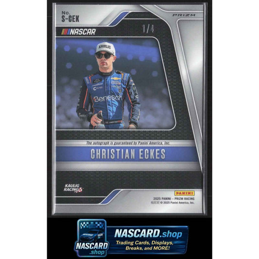 2025 Panini Prizm #S-CEK Christian Eckes Scripts FOTL Blue Shimmer #1/4