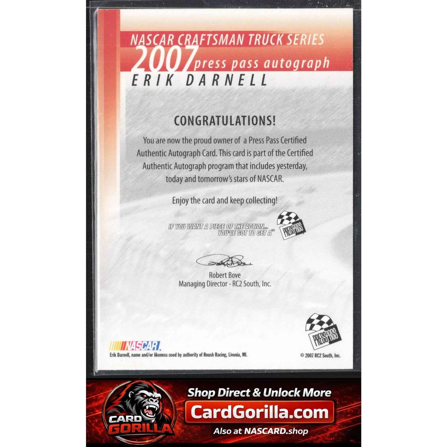 2007 Press Pass #NNO Erik Darnell Autographs