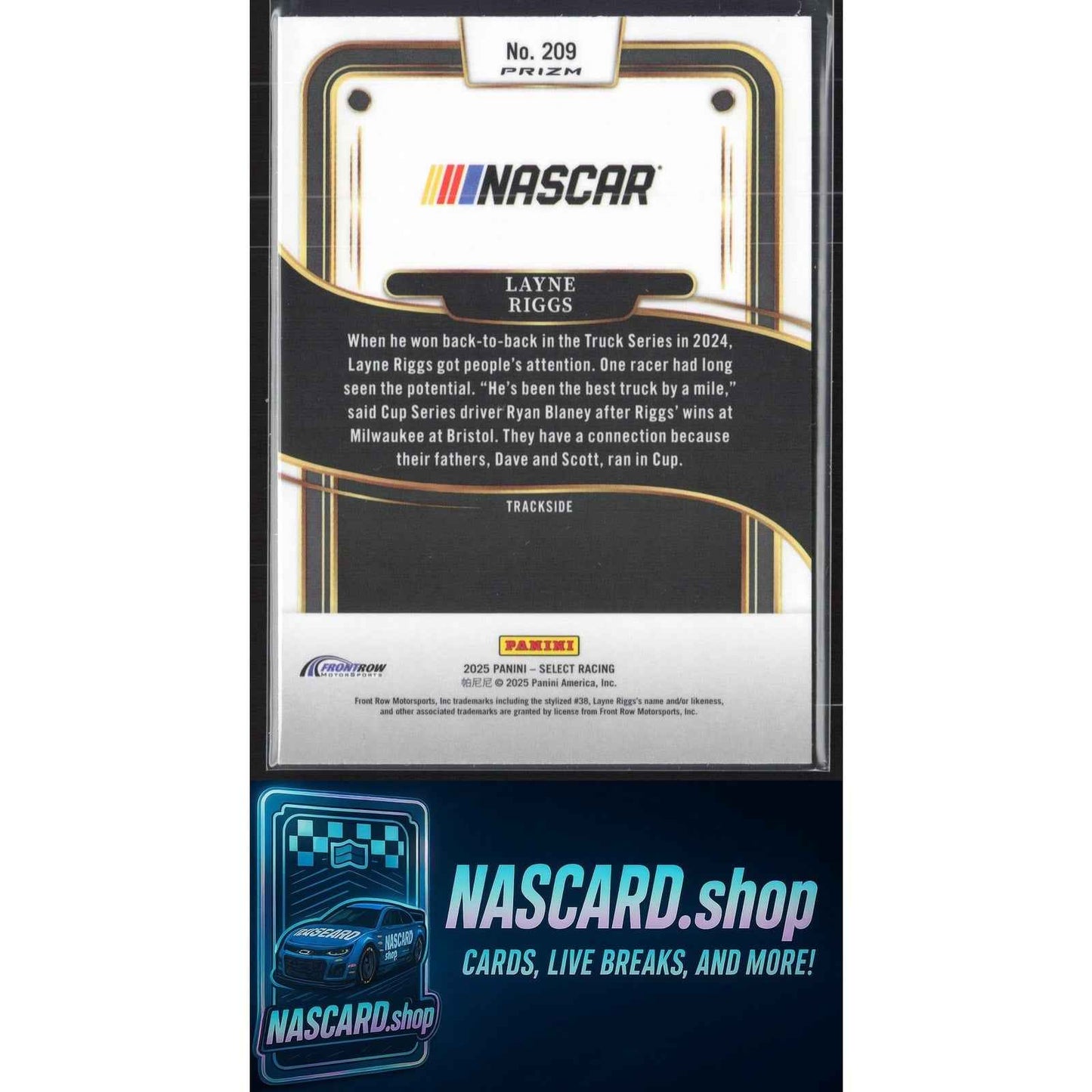 2025 Panini Select #209 Layne Riggs Silver NASCAR Logo