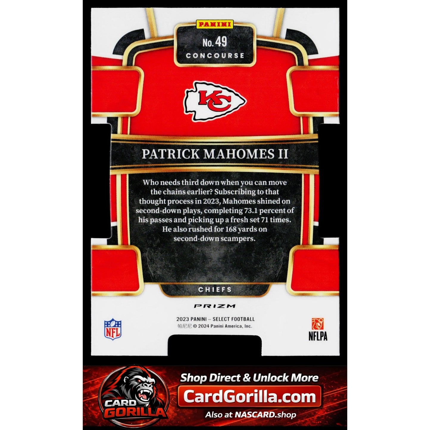 2023 Panini Select #49 Patrick Mahomes II Silver Prizms Die Cuts