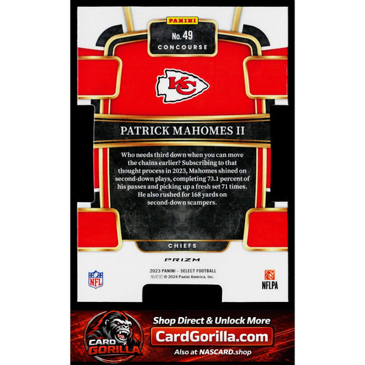 2023 Panini Select #49 Patrick Mahomes II Silver Prizms Die Cuts