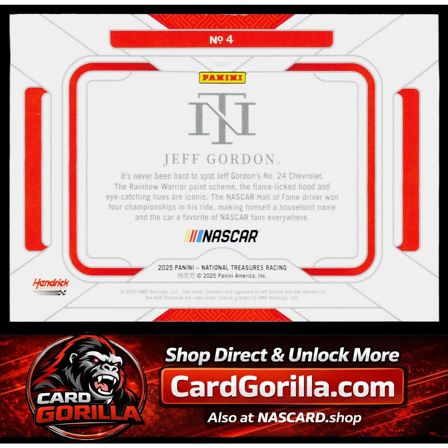 2025 Panini National Treasures #4 Jeff Gordon Rides #/35