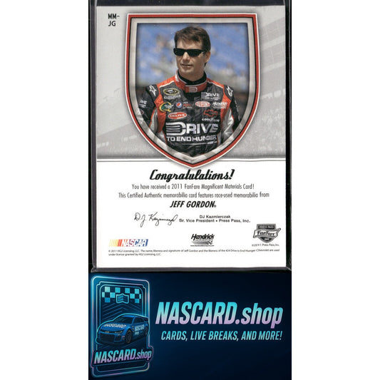 2011 Press Pass Fanfare #MM-JG Jeff Gordon Magnificent Materials Holofoil #/50 - NASCARD.shop