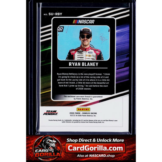 2026 Donruss #SU-RBY Ryan Blaney Suited Up