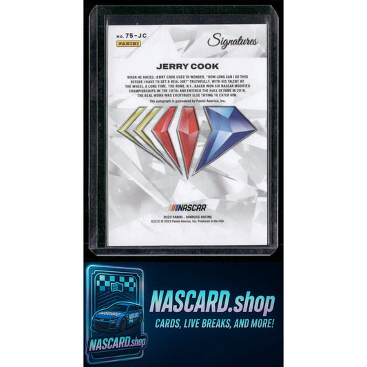 2023 Panini Prime #75-JC Jerry Cook NASCAR 75th Anniversary Signatures - NASCARD.shop
