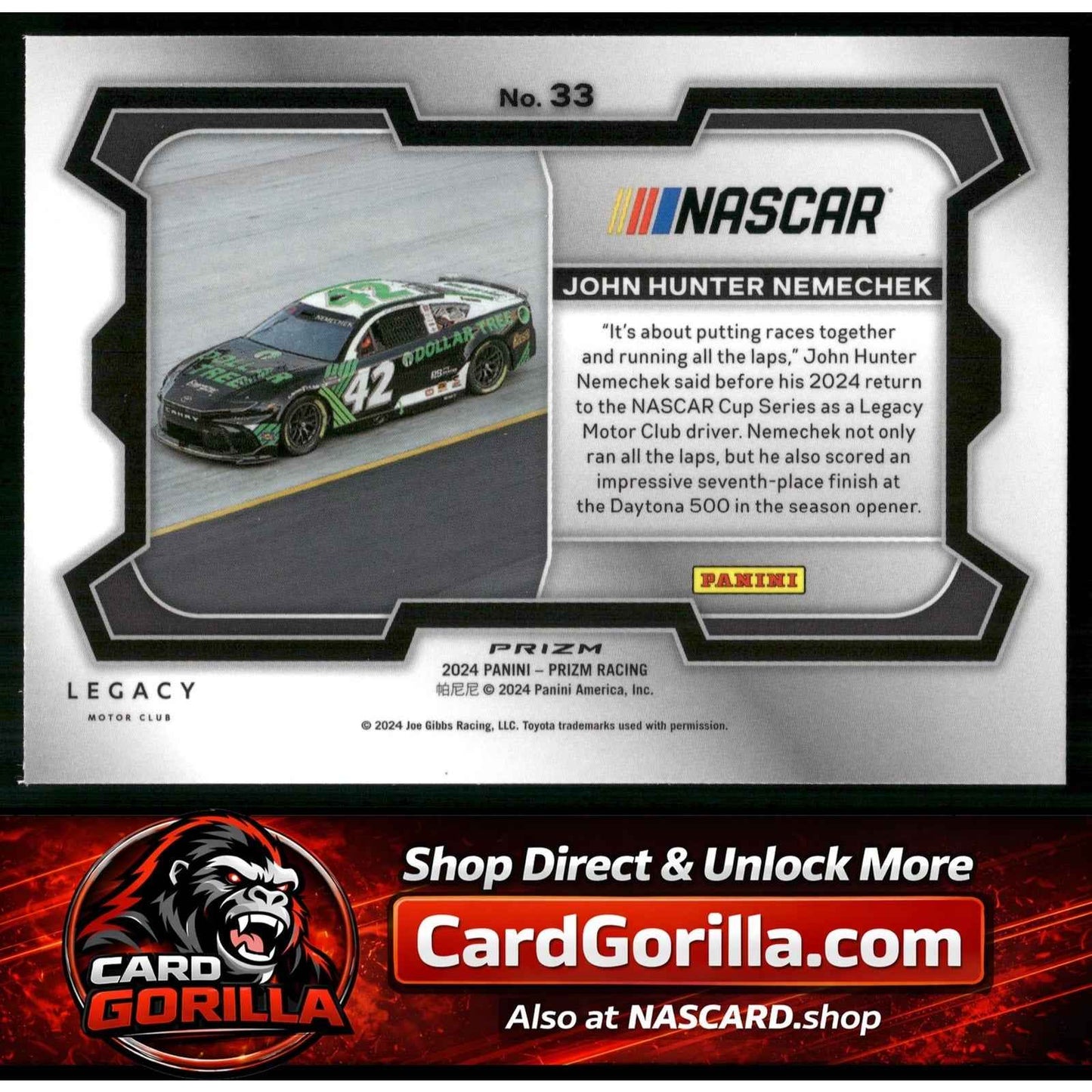 2024 Panini Prizm #33 John Hunter Nemechek White Sparkle