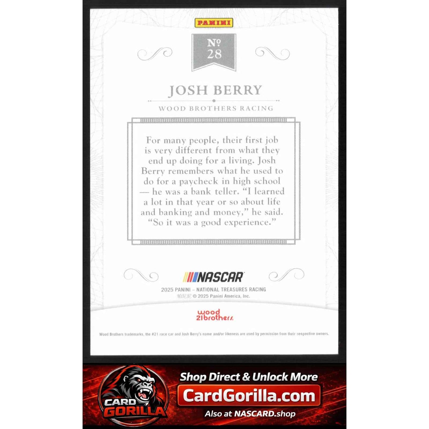 2025 Panini National Treasures #28 Josh Berry 2016 Throwback #/35