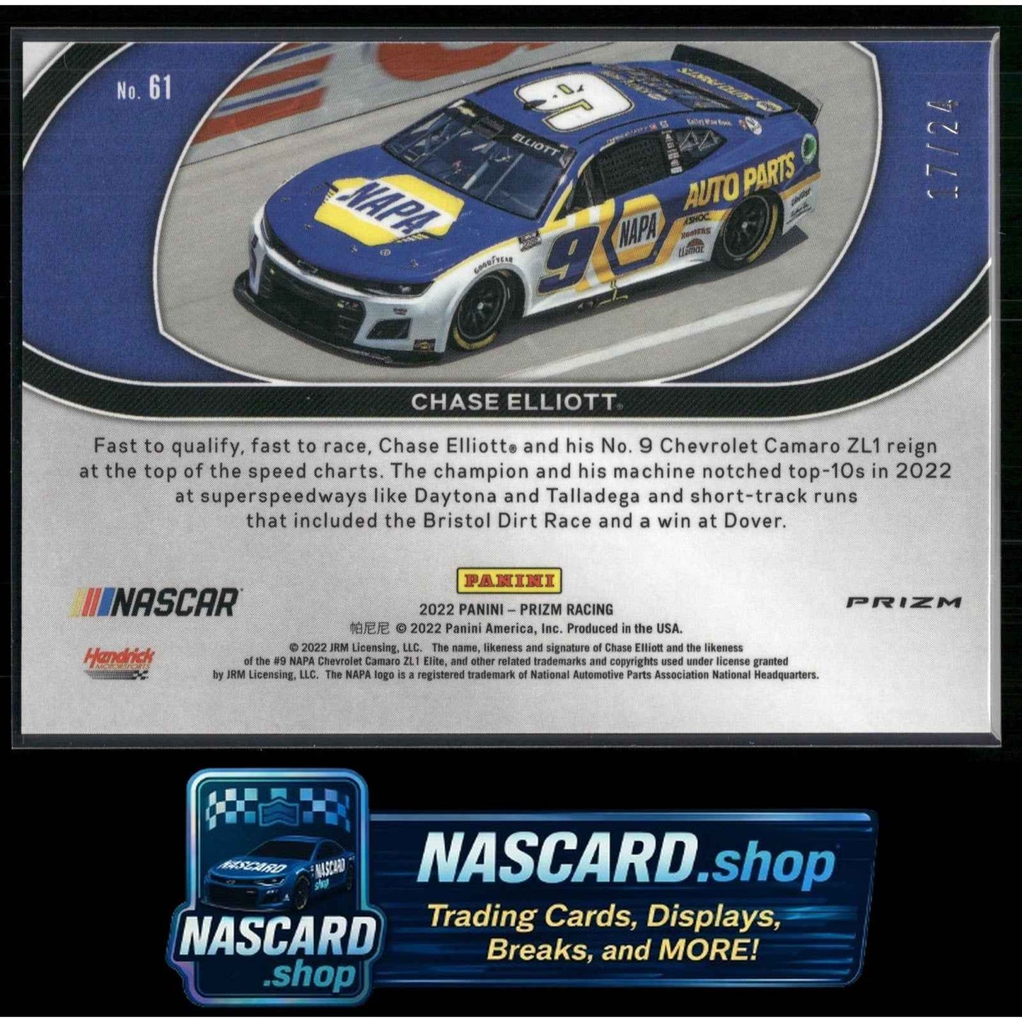 2022 Panini Prizm #61 Chase Elliott Rainbow Prizm #/24