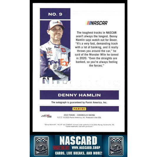 2022 Panini Chronicles - Autographs Gold Denny Hamlin #9 /10