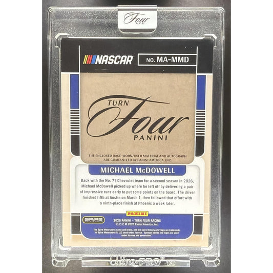 2026 Panini Turn Four Racing Michael McDowell Memorabilia Auto Holo Silver /35