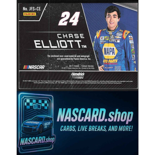 2017 Panini Torque #JFS-CE Chase Elliott Jumbo Firesuit Signatures Green #24/24
