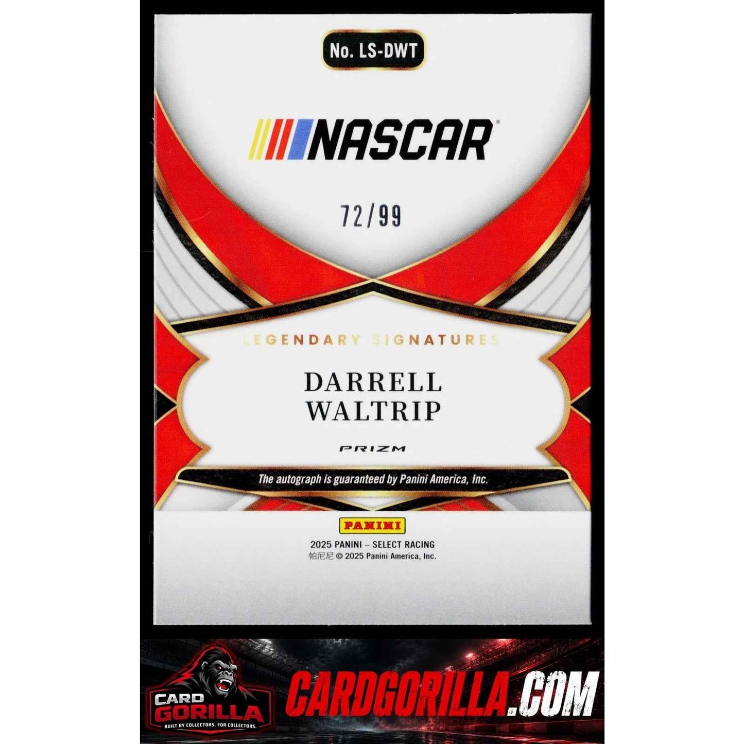 2025 Panini Select #LS-DWT Darrell Waltrip Legendary Signatures Blue Prizms #/99