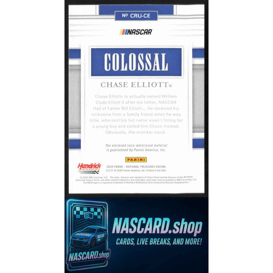2020 National Treasures Chase Elliott Colossal Race Used Laundry Tags #1/1