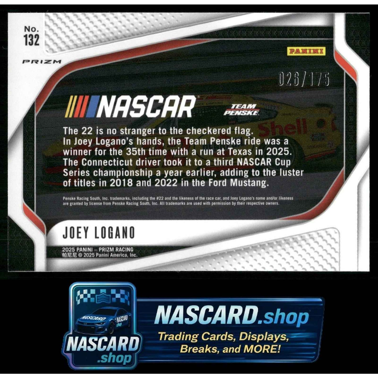 2025 Panini Prizm #68 Joey Logano Red Power #/175