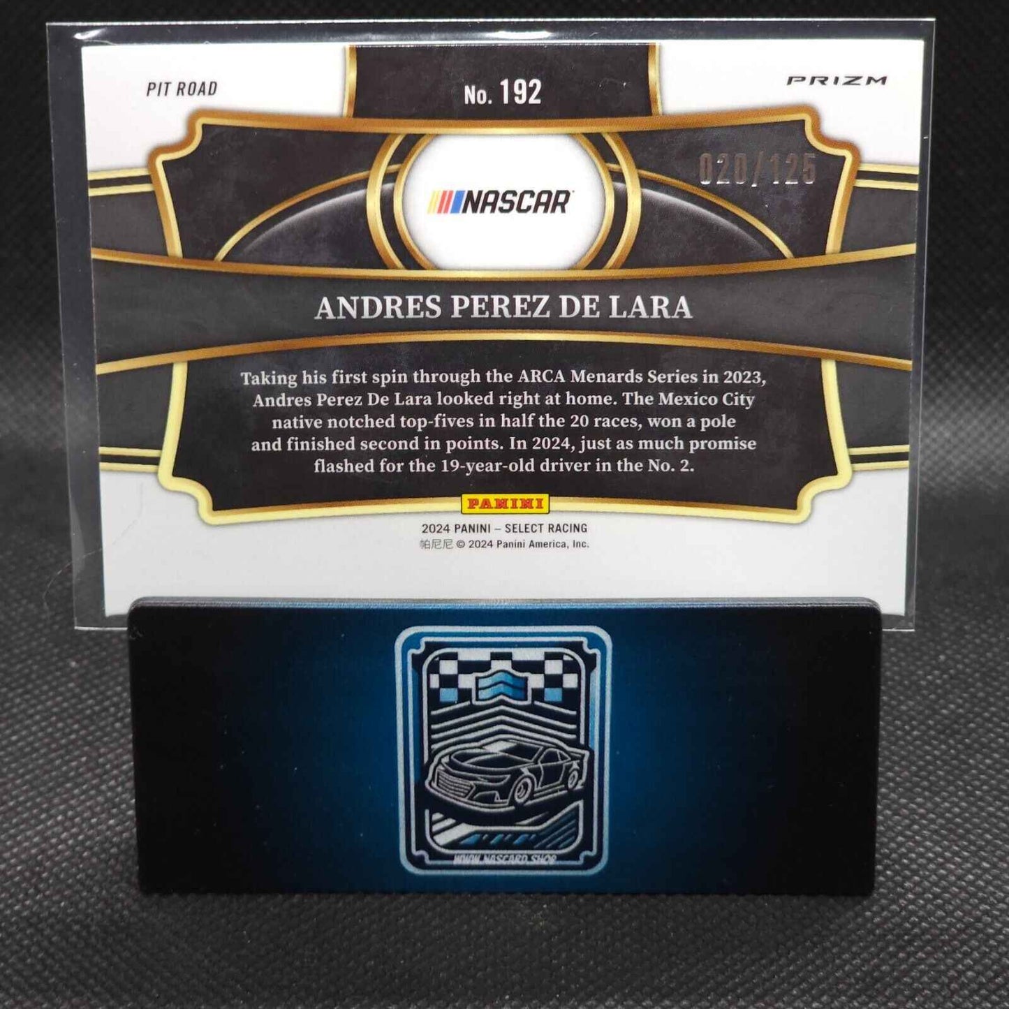 2024 Panini Select Racing Pit Road Maroon #192 Andres Perez De Lara RC 20/125 - NASCARD.shop