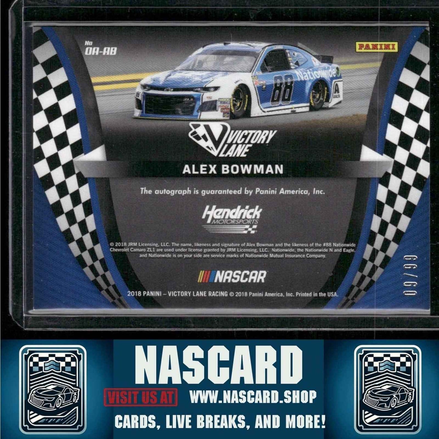 2018 Panini Victory Lane #OA-AB Alex Bowman Octane Autographs Gold #/99