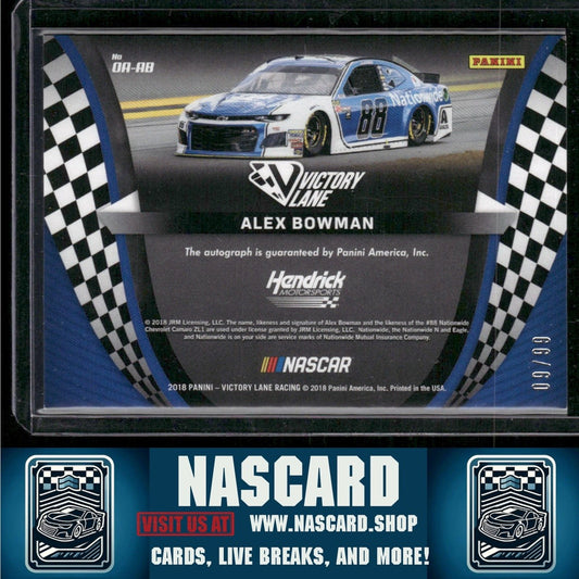 2018 Panini Victory Lane #OA-AB Alex Bowman Octane Autographs Gold #/99 - NASCARD.shop