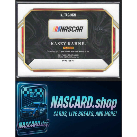 2024 Panini Select Kasey Kahne Trackside Action Signatures Purple Prizms #/35