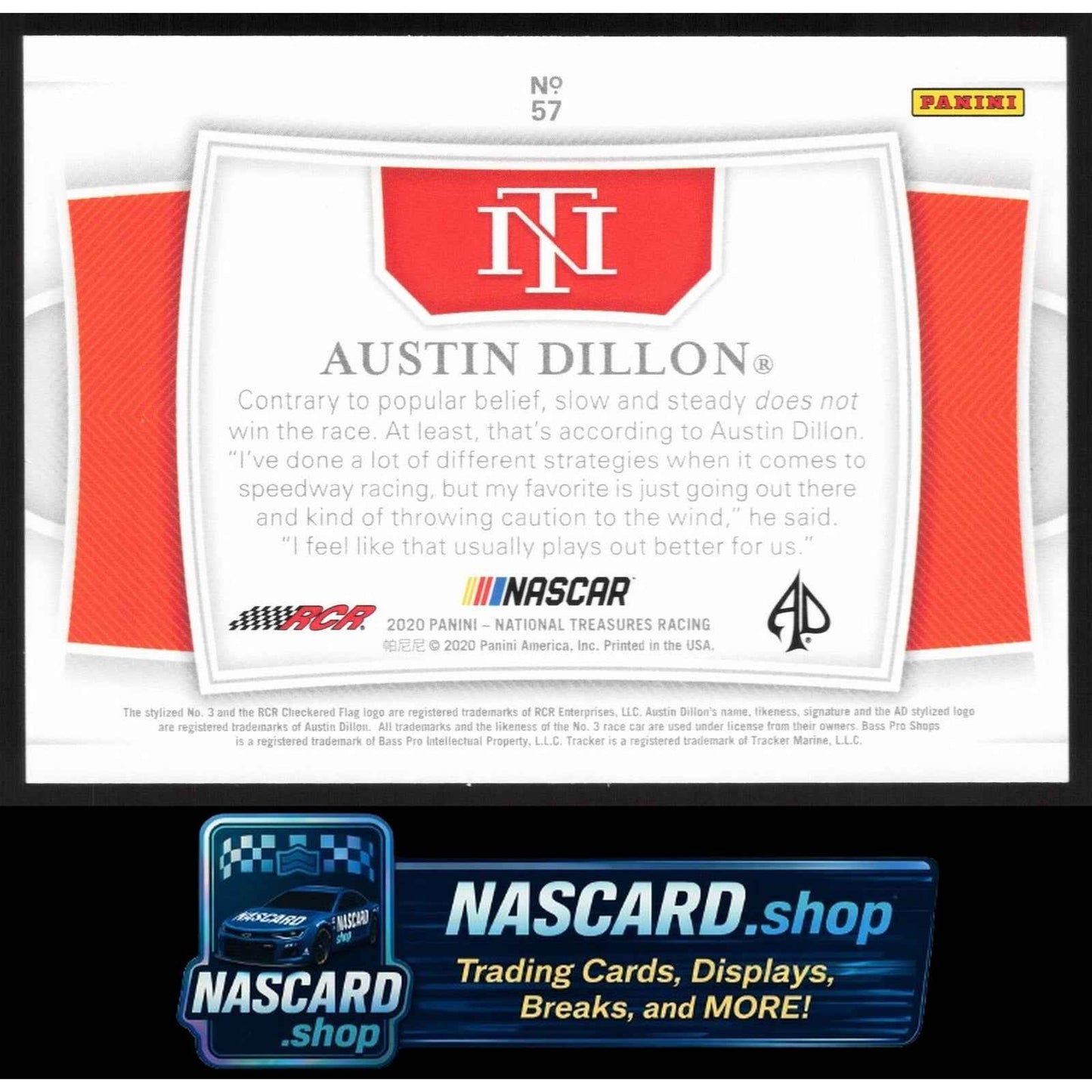 2020 Panini National Treasures #57 Austin Dillon Holo Silver #/15