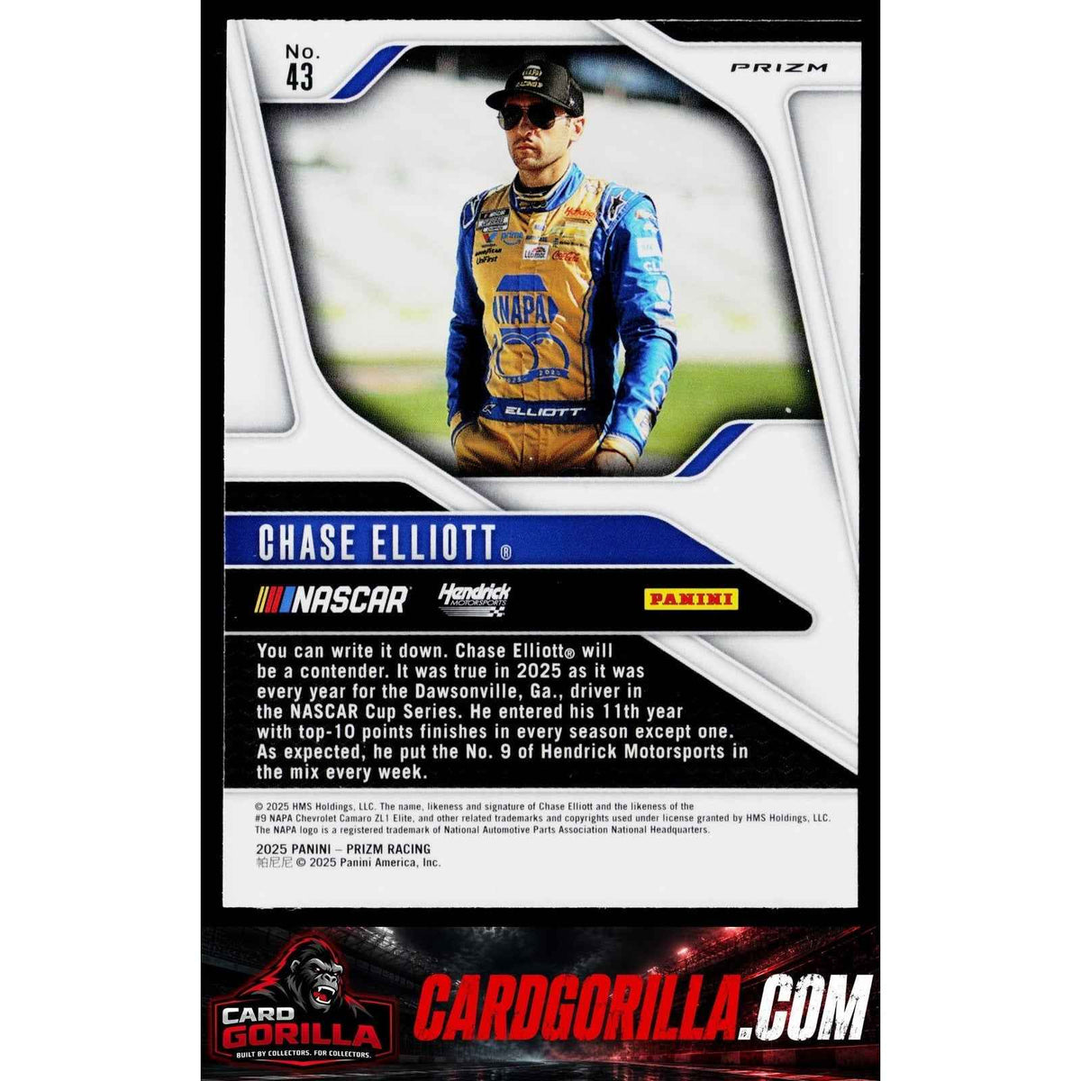 2025 Panini Prizm #43 Chase Elliott White Sparkle