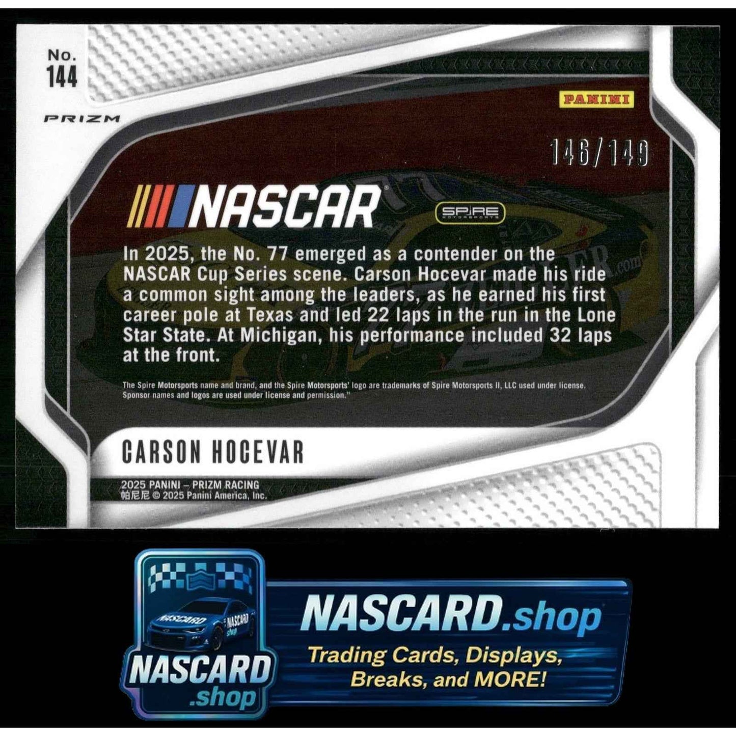 2025 Panini Prizm #144 Carson Hocevar Green Scope #/149