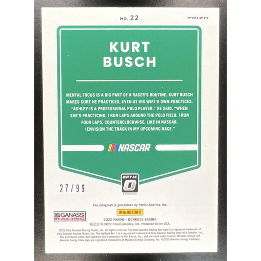 2022 Panini Donruss Kurt Busch #22 Optic Signatures Holo 27/99 Auto