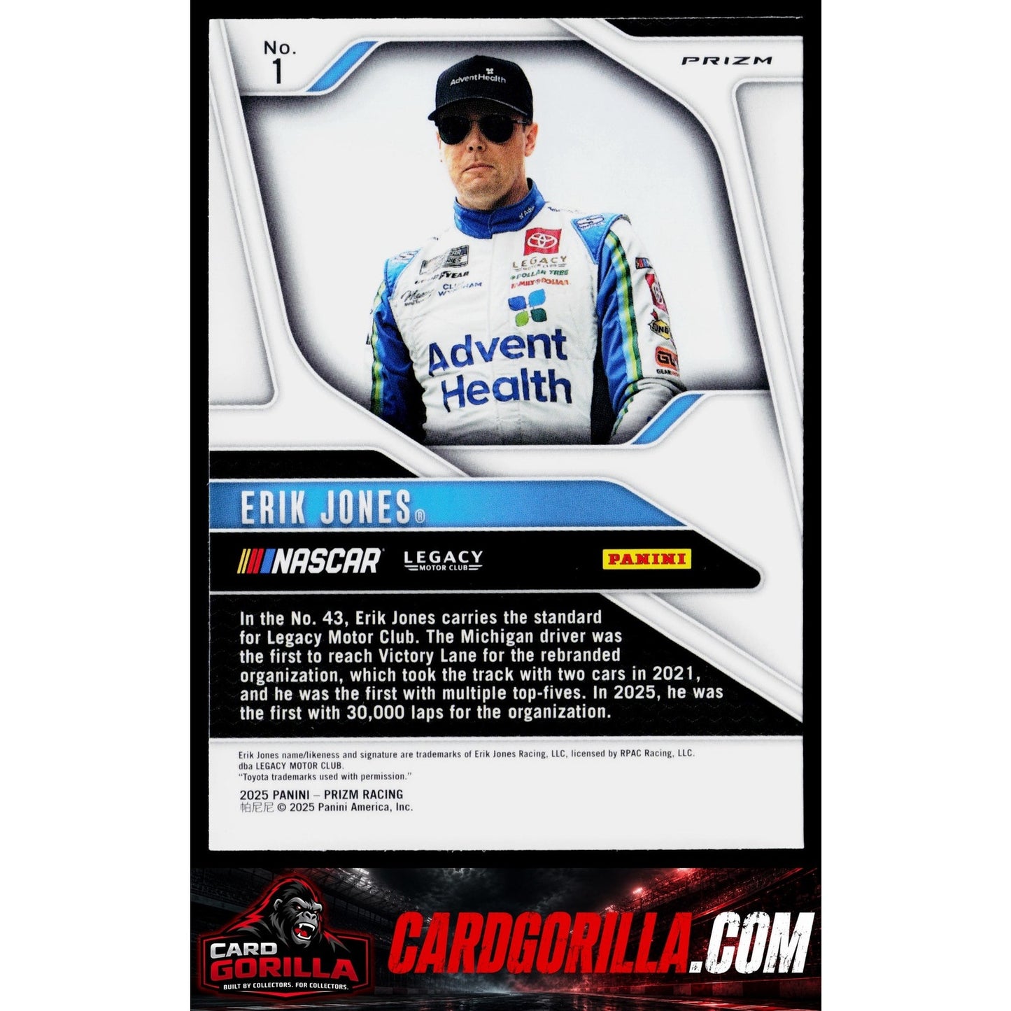 2025 Panini Prizm #1 Erik Jones White Sparkle