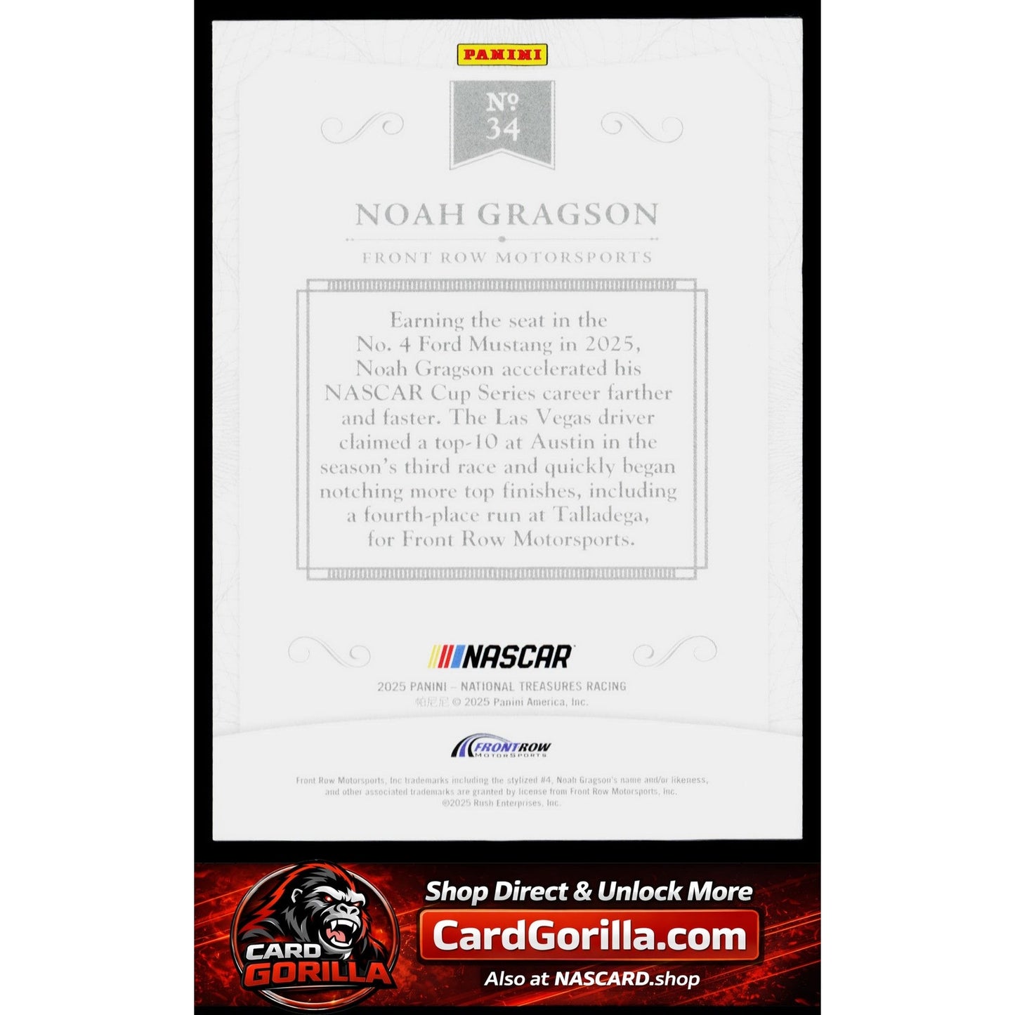 2025 Panini National Treasures #34 Noah Gragson 2016 Throwback #/35