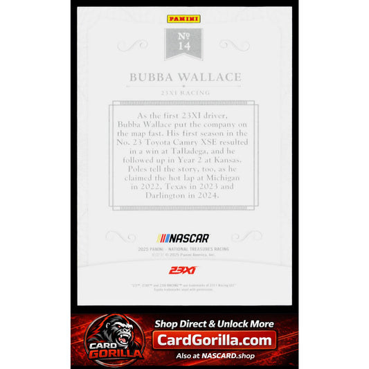 2025 Panini National Treasures #14 Bubba Wallace 2016 Throwback Gold #/15