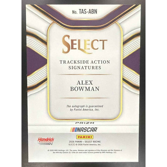 2026 Panini Select NASCAR Alex Bowman Trackside Action Signatures Ice Prizms