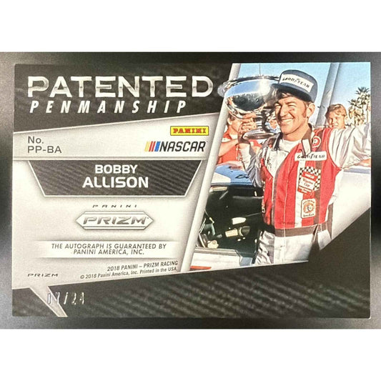 2018 Panini Prizm Bobby Allison #PP-BA Patented Penmanship Rainbow /24 Auto