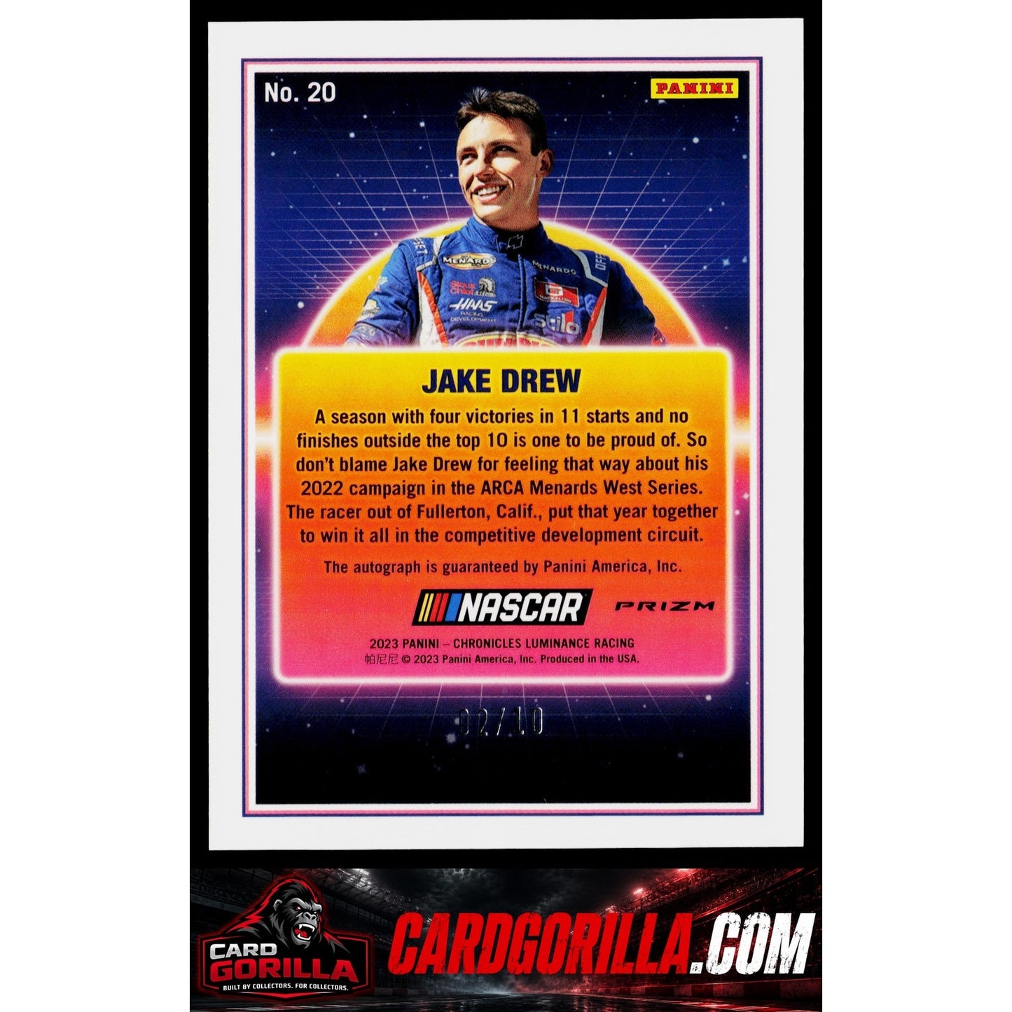 2023 Panini Chronicles #20 Jake Drew Overdrive Gold #/10