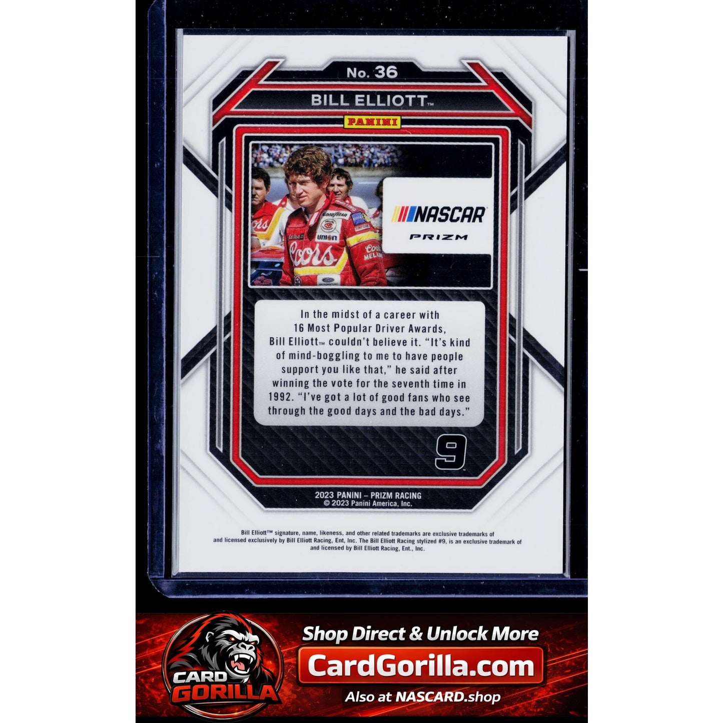 2023 Panini Prizm #36 Bill Elliott White Sparkle Prizm