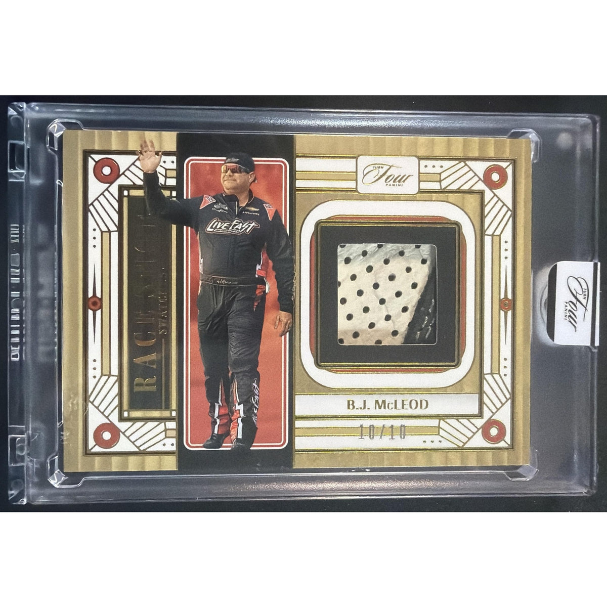 2026 Panini Turn Four Racing B.J. McLeod #9 Race Shoe Swatches Gold /10 MEM