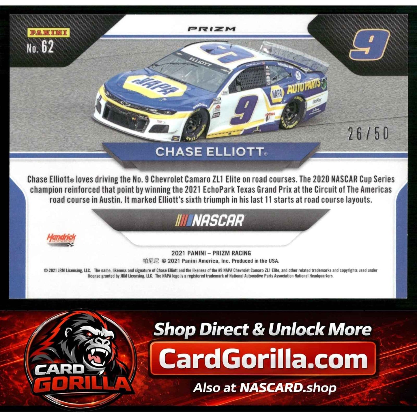 2021 Panini Prizm #62 Chase Elliott Pink Prizm #/50