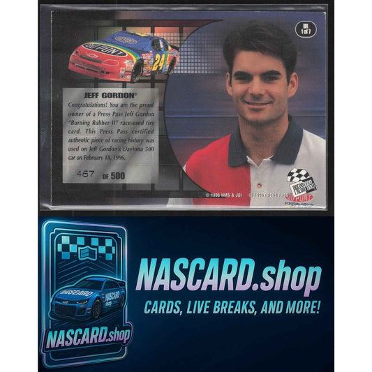 1996 Press Pass Premium #BR 1 Jeff Gordon Burning Rubber II #/500