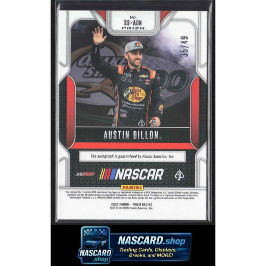 2025 Panini Prizm #SS-ADN Austin Dillon Sensational Signatures Blue #/49