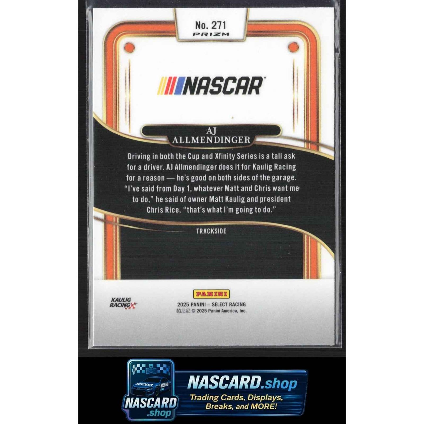 2025 Panini Select #271 AJ Allmendinger Silver NASCAR Logo