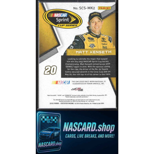 2016 Panini Certified Matt Kenseth Sprint Cup Swatches Dual Mirror Gold #/25