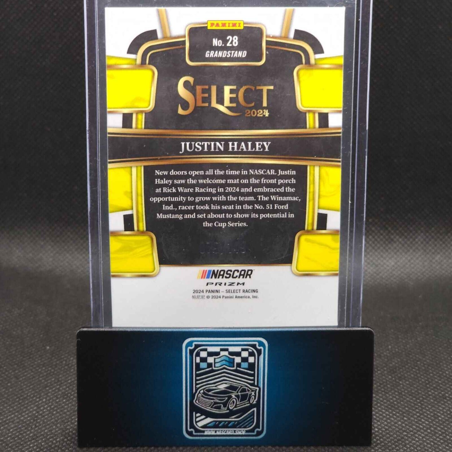 2024 Panini Select Racing Grandstand Red Prizm #28 Justin Haley 079/149 - NASCARD.shop