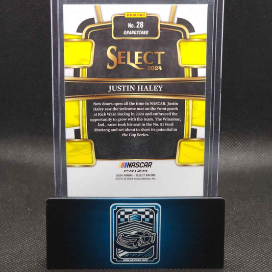 2024 Panini Select Racing Grandstand Red Prizm #28 Justin Haley 079/149 - NASCARD.shop