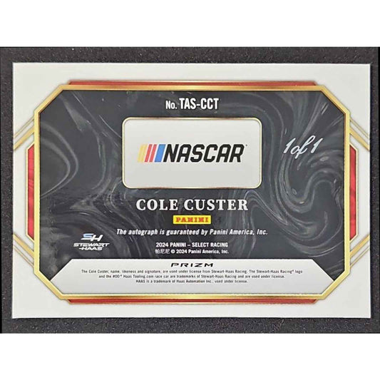 2024 Panini Select Cole Custer Trackside Action Signatures Black Prizms 1/1
