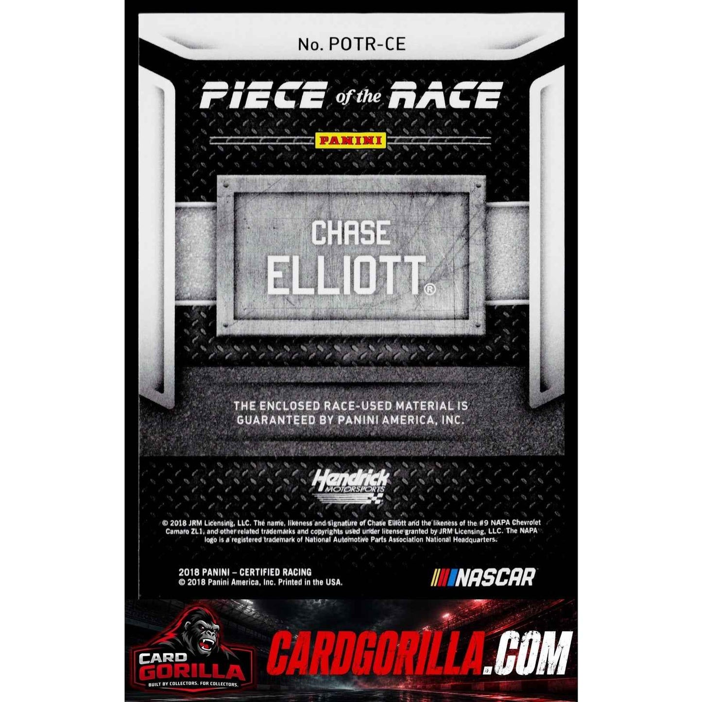 2018 Panini Certified #POTR-CE Chase Elliott Piece of the Race Relics #/499