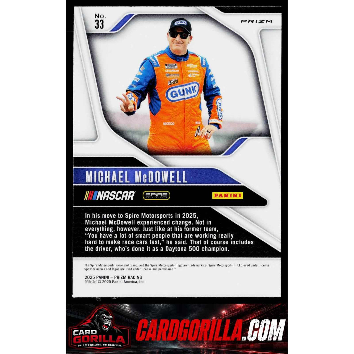 2025 Panini Prizm #33 Michael McDowell White Sparkle