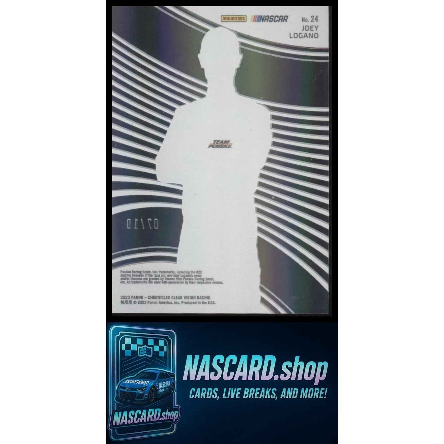 2023 Panini Chronicles #24 Joey Logano Clear Vision Gold #/10