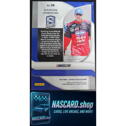 2020 Panini Chronicles #68 Marcos Ambrose Spectra Emerald Pulsar #5/5