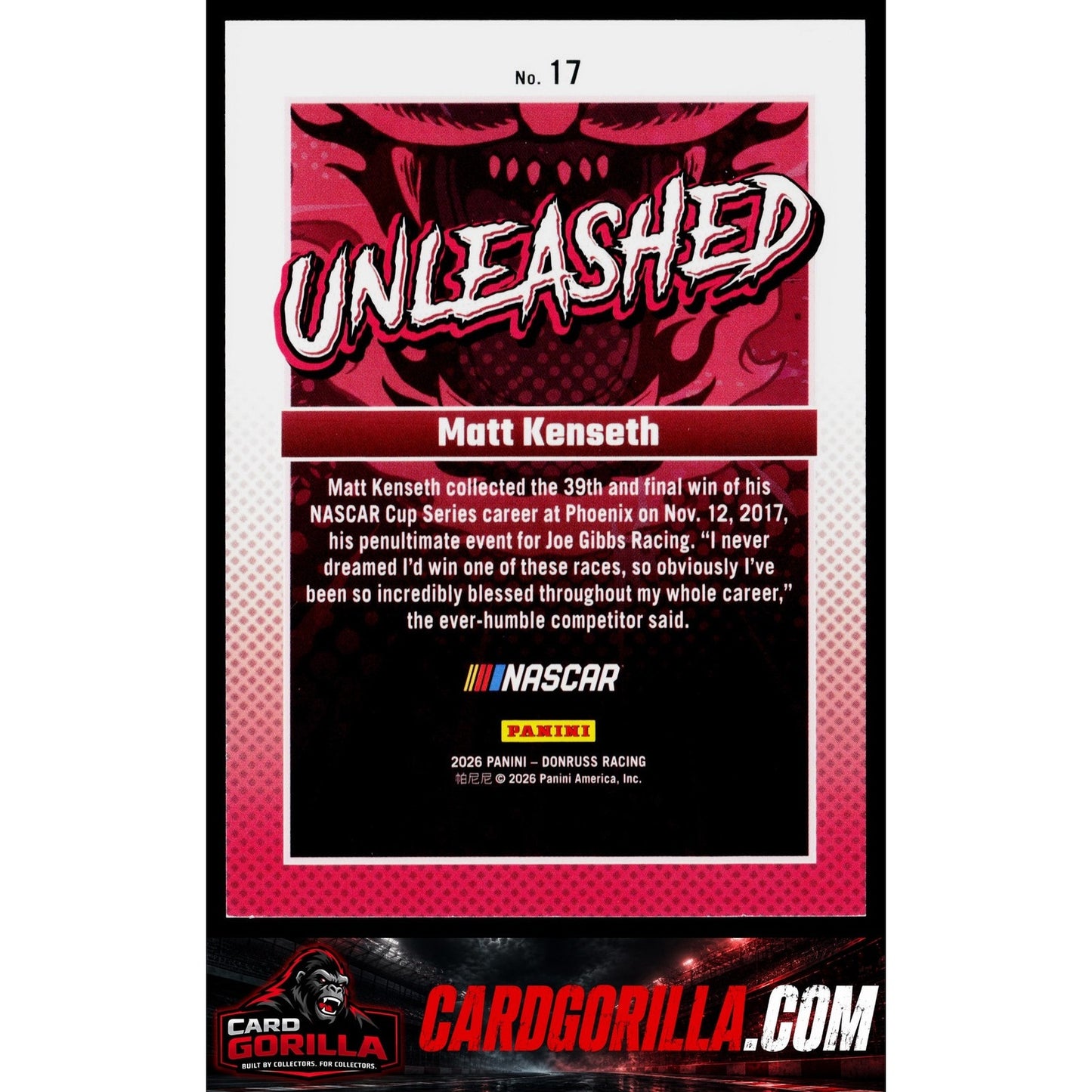 2026 Donruss #17 Matt Kenseth Unleashed Diamond Plate #/199